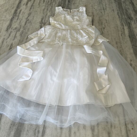 Sugar Plum WHITE COMMUNION,FLOWER GIRL Easter Dress Satin Lace Tulle Size 8 - Picture 6 of 13